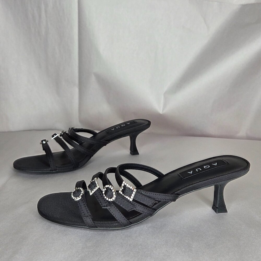 Aqua Women's Luis Black Strappy Heels Size 8.5